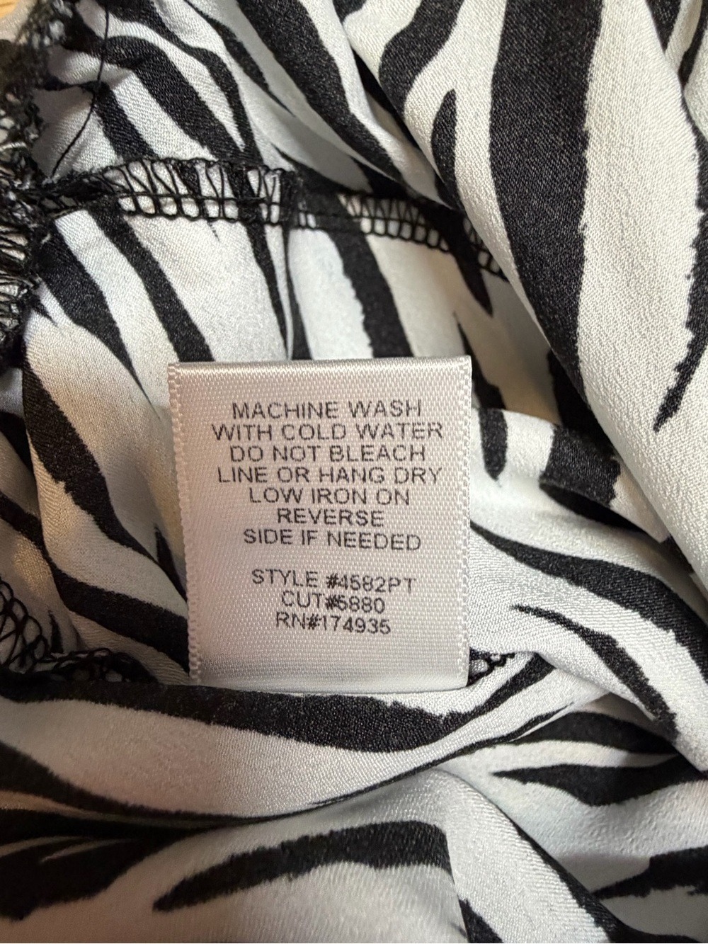Renee C USA Large Black White Zebra Print Wide Leg Palazzo Pull On Pants - Picture 5 of 12